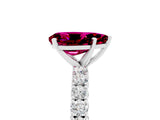 White gold Pear Cut Diamond Pavé Band Solitaire Ring with Prong Setting_5