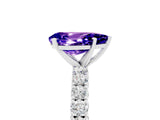 White gold Pear Cut Diamond Pavé Band Solitaire Ring with Prong Setting_5