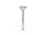 White gold Pear Cut Diamond Pavé Band Solitaire Ring with Prong Setting_97