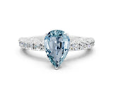 White gold Pear Cut Diamond Pavé Band Solitaire Ring with Prong Setting