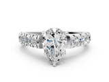 White gold Pear Cut Diamond Pavé Band Solitaire with Four-Prong Setting_35