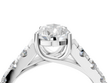 White gold Pear Cut Diamond Pavé Band Solitaire with Four-Prong Setting_39