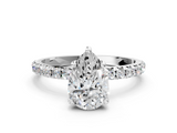 White gold Pear Cut Diamond Pavé Band Solitaire with Four-Prong Setting_3