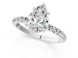 White gold Pear Cut Diamond Pavé Band Solitaire with Four-Prong Setting_4