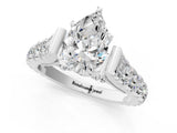 White gold Pear Cut Diamond Pavé Band Solitaire with Four-Prong Setting_52
