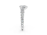 White gold Pear Cut Diamond Pavé Band Solitaire with Four-Prong Setting_53