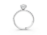 White gold Pear Cut Diamond Pavé Band Solitaire with Four-Prong Setting_6