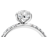 White gold Pear Cut Diamond Pavé Band Solitaire with Four-Prong Setting_7