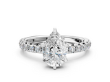 White gold Pear Cut Diamond Pavé Band with Four-Prong Setting_73