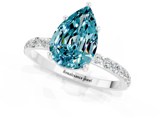 Platinum Pear Cut Diamond Pavé Band with Six-Prong Setting