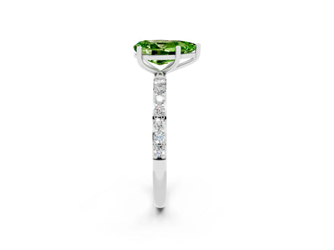 White gold Pear Cut Diamond Pavé Band with Six-Prong Setting_2