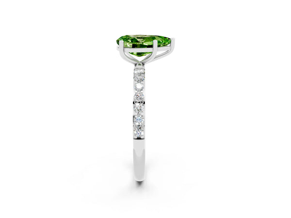Silver Pear Cut Diamond Pavé Band with Six-Prong Setting