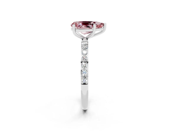 Platinum Pear Cut Diamond Pavé Band with Six-Prong Setting
