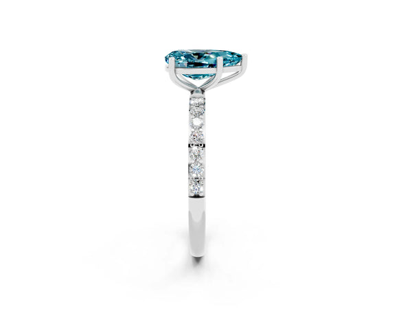 Silver Pear Cut Diamond Pavé Band with Six-Prong Setting