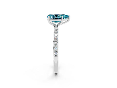 White gold Pear Cut Diamond Pavé Band with Six-Prong Setting_2