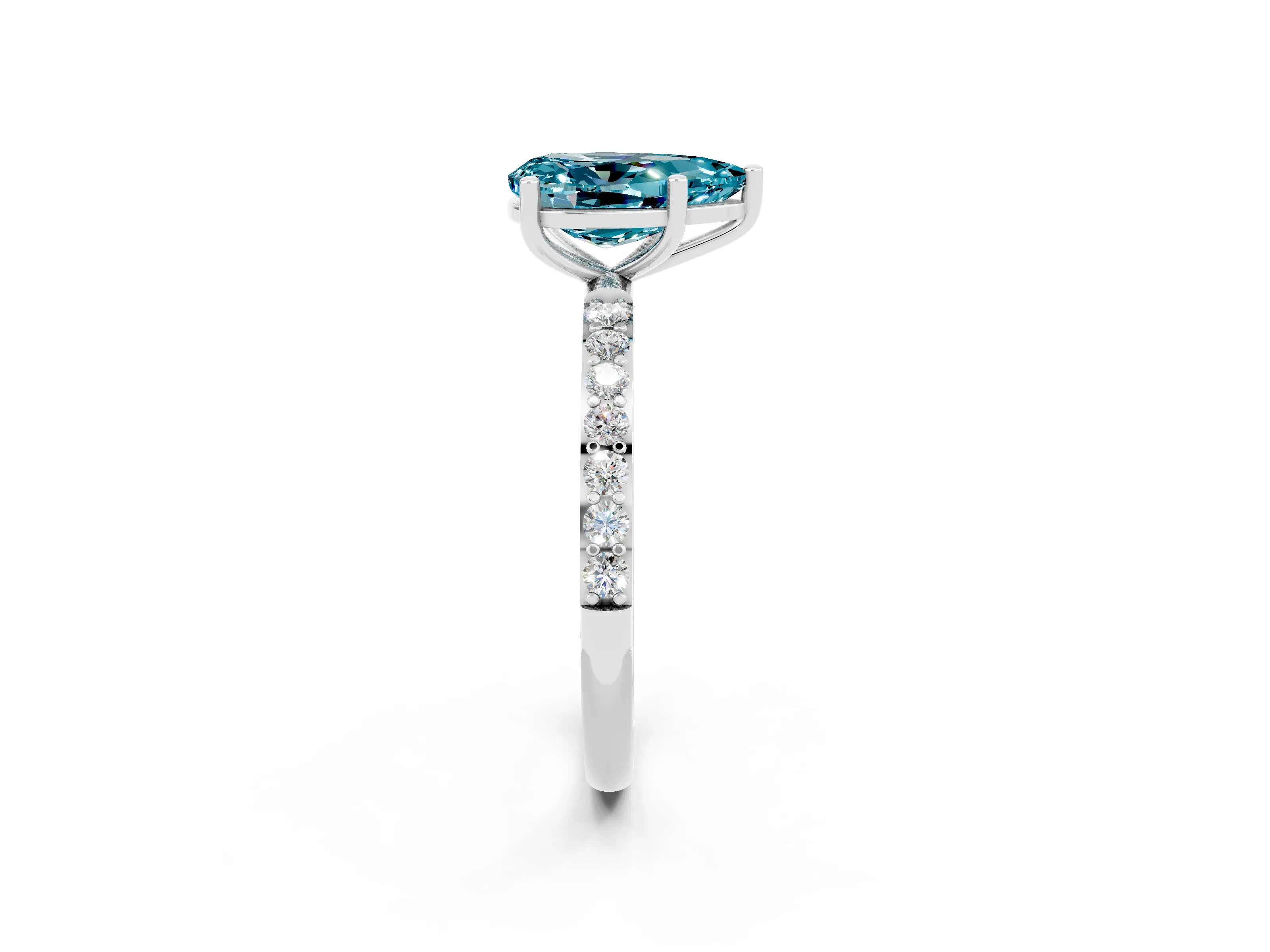 White gold Pear Cut Diamond Pavé Band with Six-Prong Setting_2