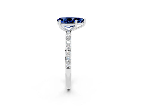 White gold Pear Cut Diamond Pavé Band with Six-Prong Setting_2