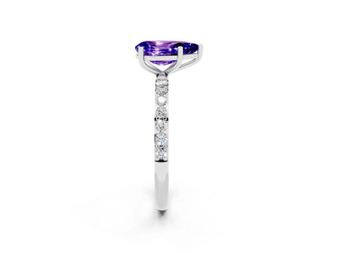 White gold Pear Cut Diamond Pavé Band with Six-Prong Setting_2