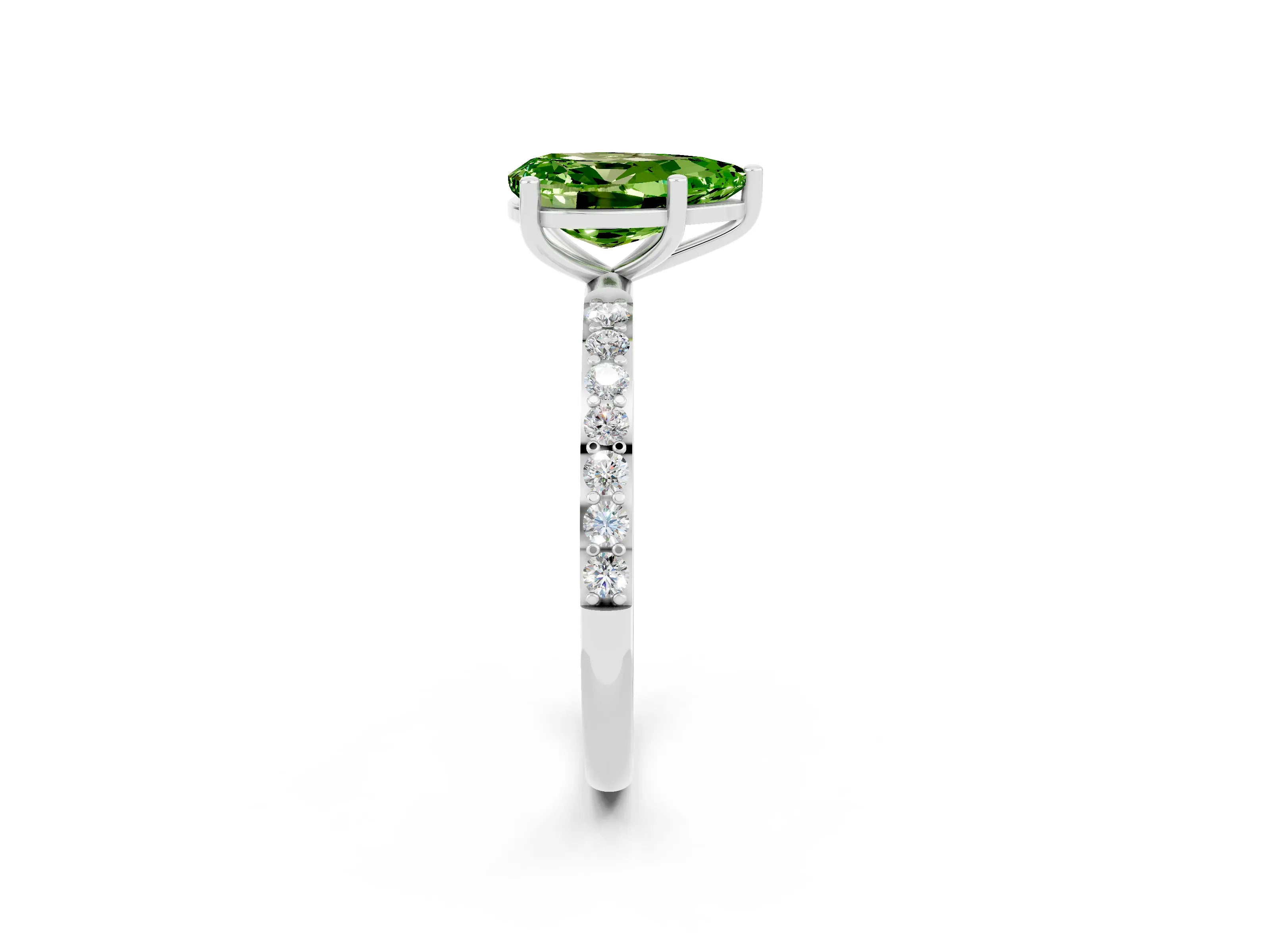 White gold Pear Cut Diamond Pavé Band with Six-Prong Setting_2