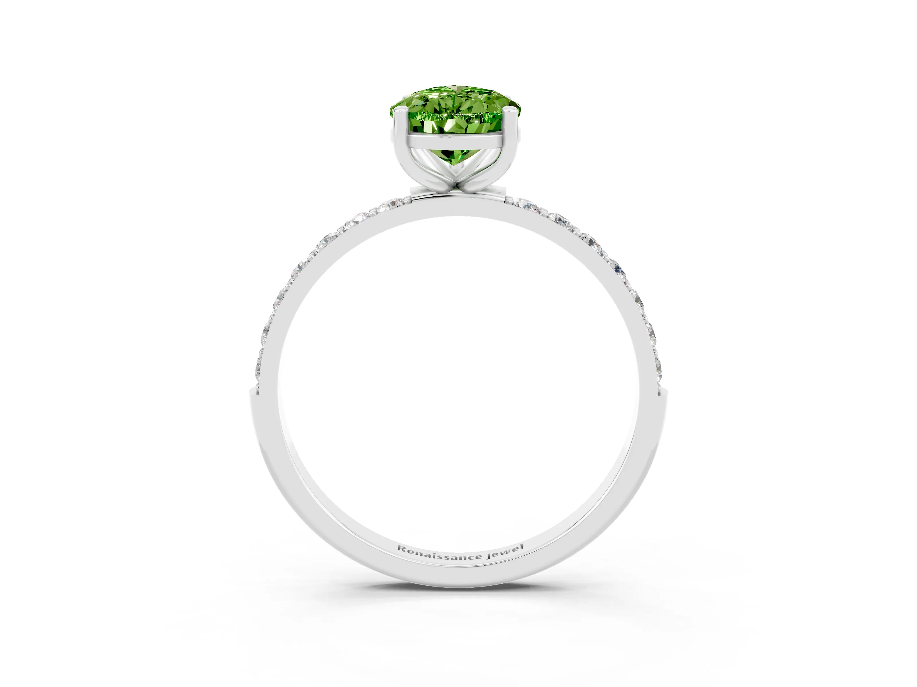 White gold Pear Cut Diamond Pavé Band with Six-Prong Setting_3