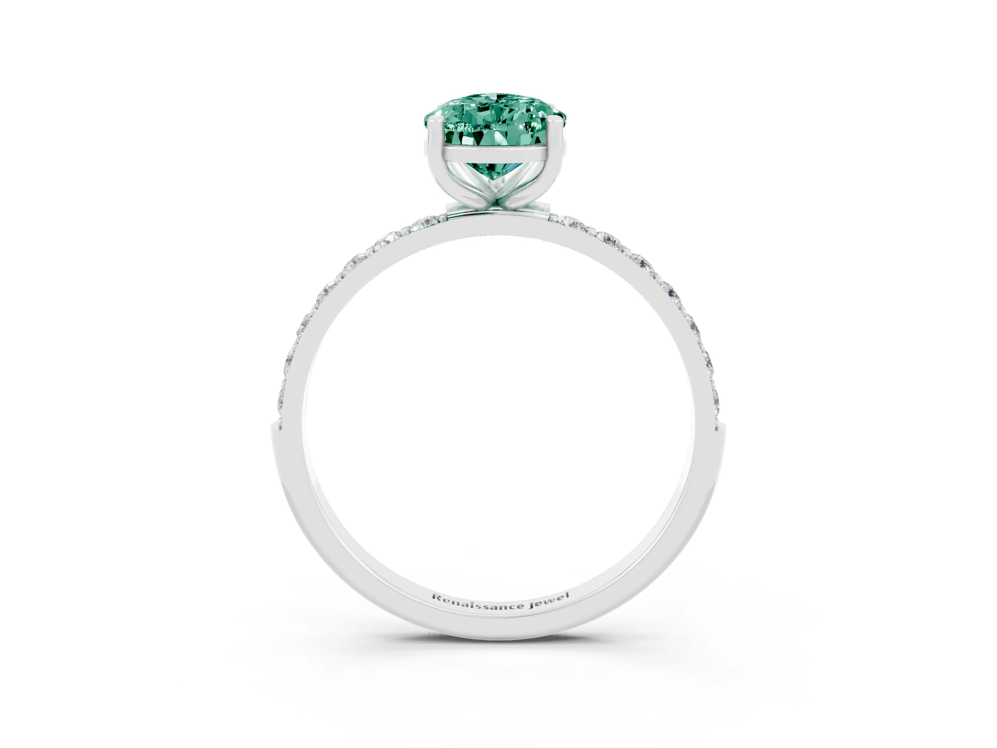 White gold Pear Cut Diamond Pavé Band with Six-Prong Setting_3