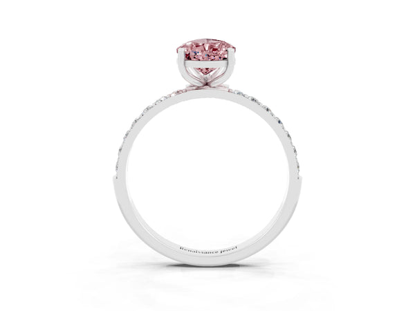 White gold Pear Cut Diamond Pavé Band with Six-Prong Setting