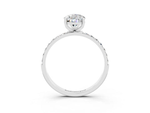 White gold Pear Cut Diamond Pavé Band with Six-Prong Setting_3