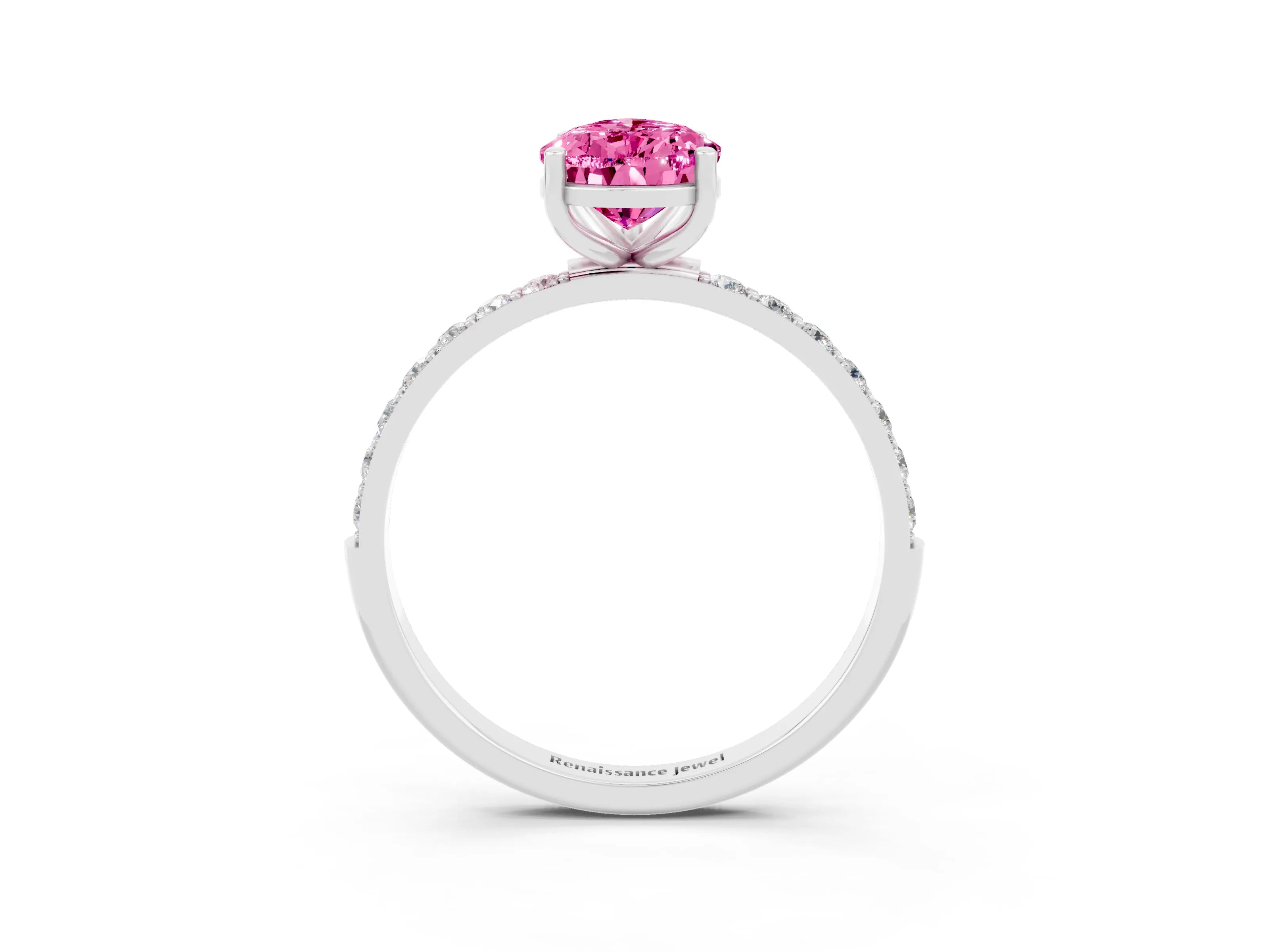 White gold Pear Cut Diamond Pavé Band with Six-Prong Setting_3