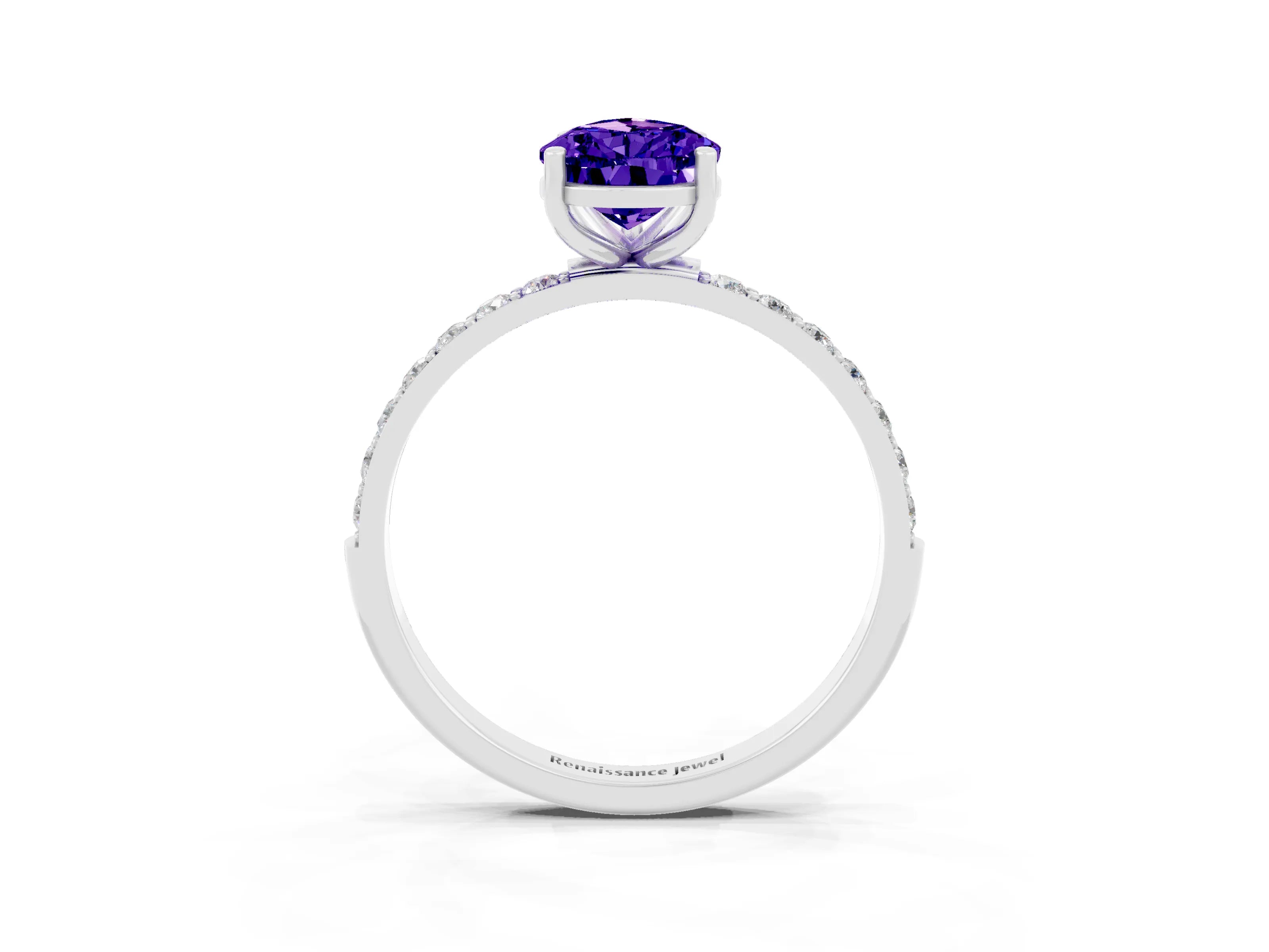 White gold Pear Cut Diamond Pavé Band with Six-Prong Setting_3
