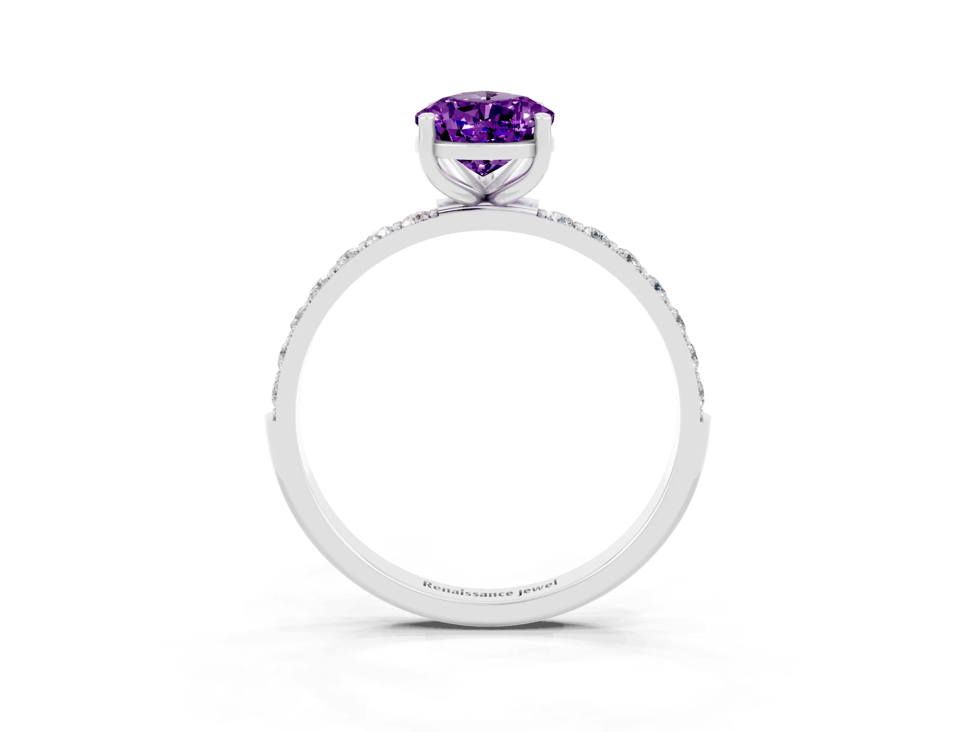 White gold Pear Cut Diamond Pavé Band with Six-Prong Setting_3