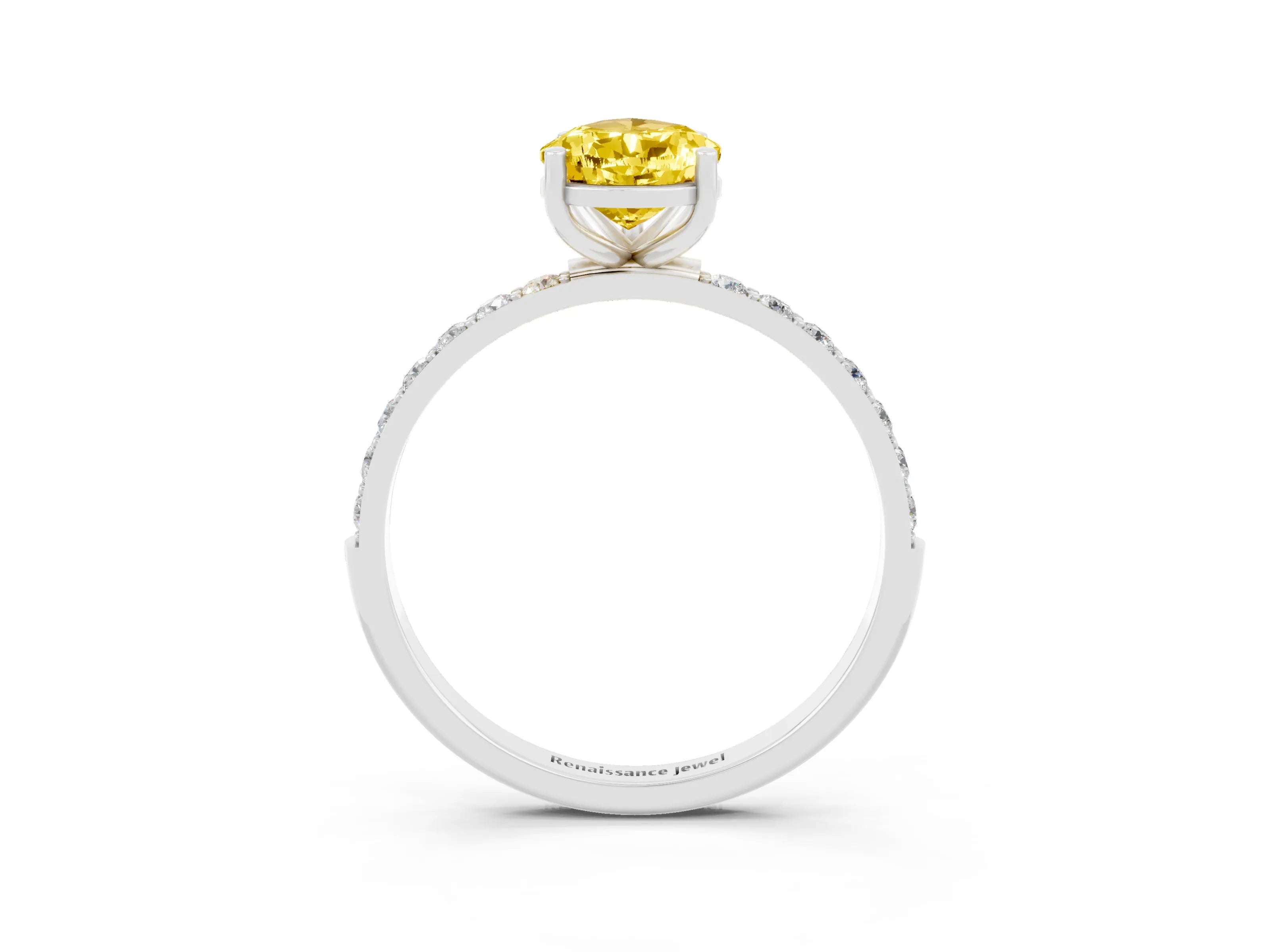 White gold Pear Cut Diamond Pavé Band with Six-Prong Setting_3