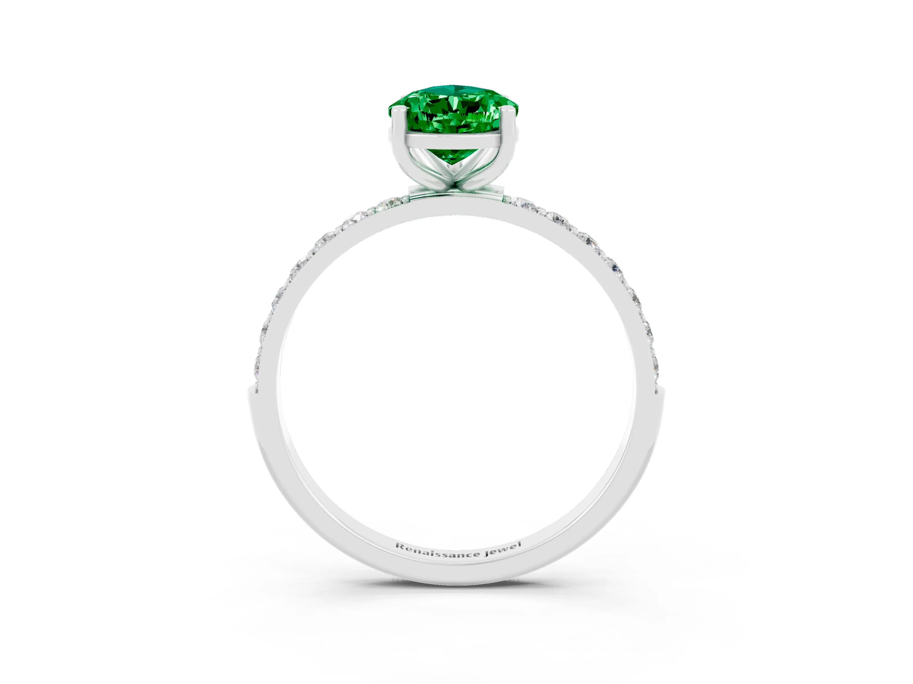 White gold Pear Cut Diamond Pavé Band with Six-Prong Setting_3