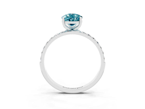 Silver Pear Cut Diamond Pavé Band with Six-Prong Setting