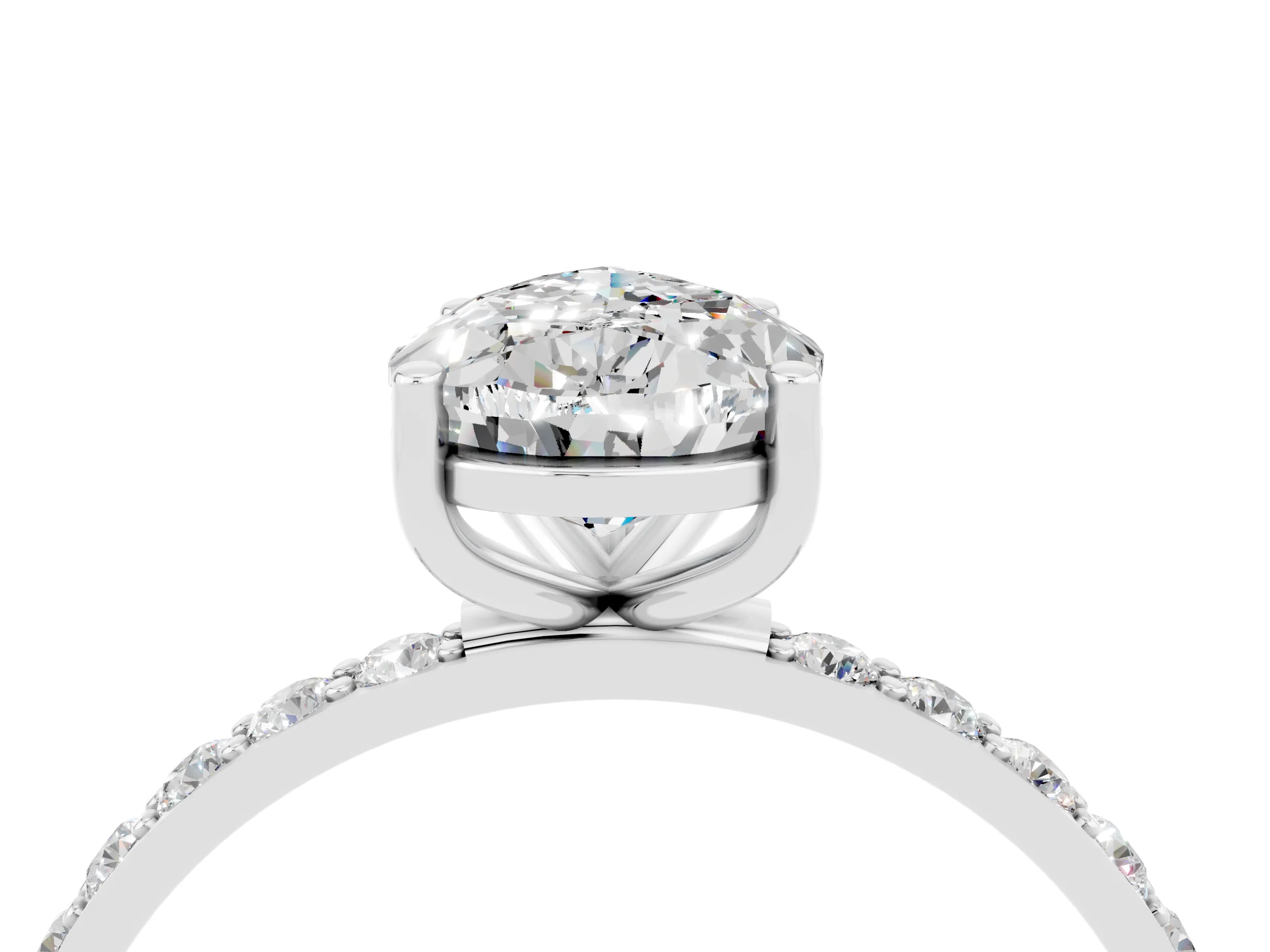 White gold Pear Cut Diamond Pavé Band with Six-Prong Setting_4