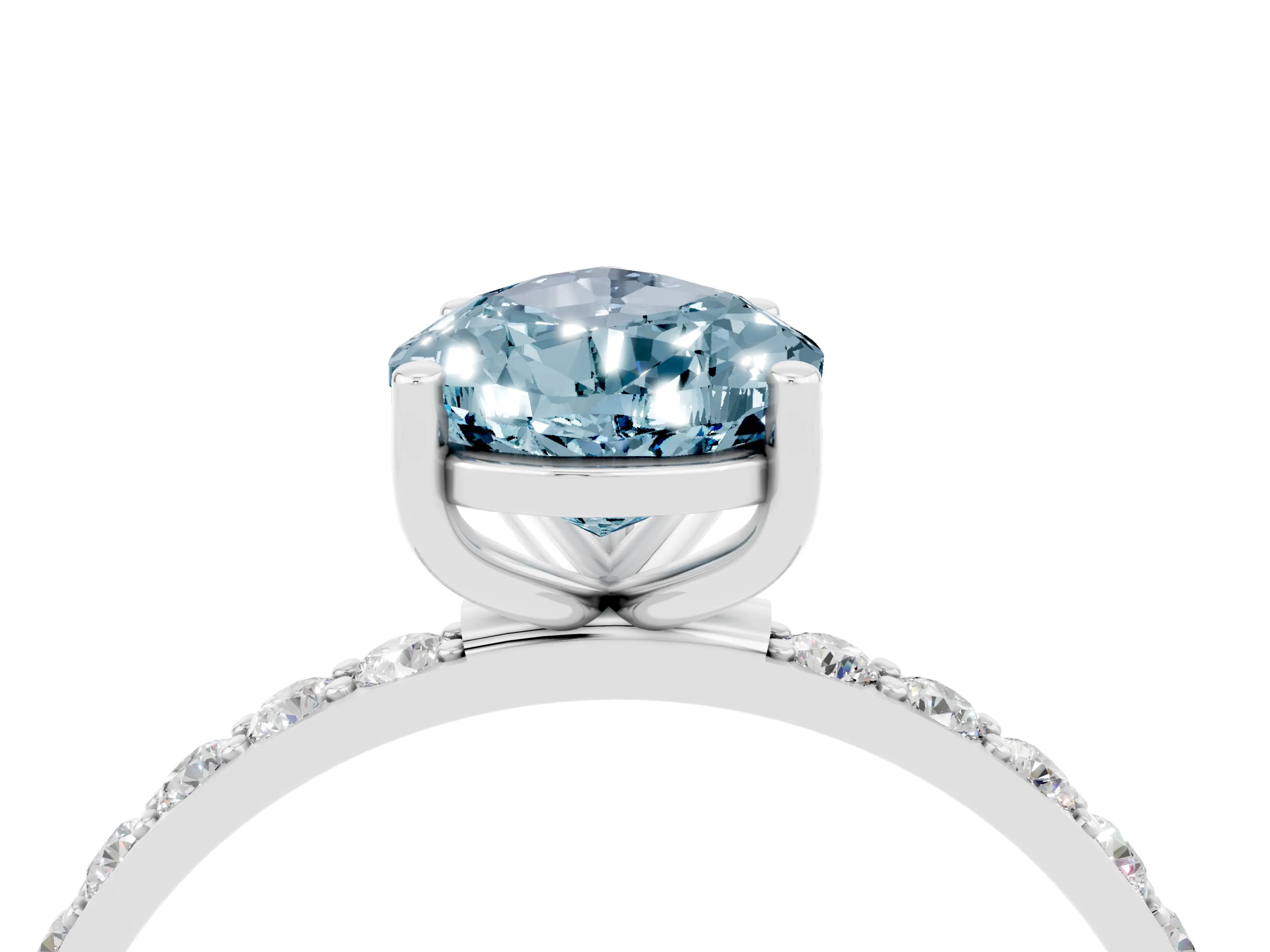 White gold Pear Cut Diamond Pavé Band with Six-Prong Setting_4