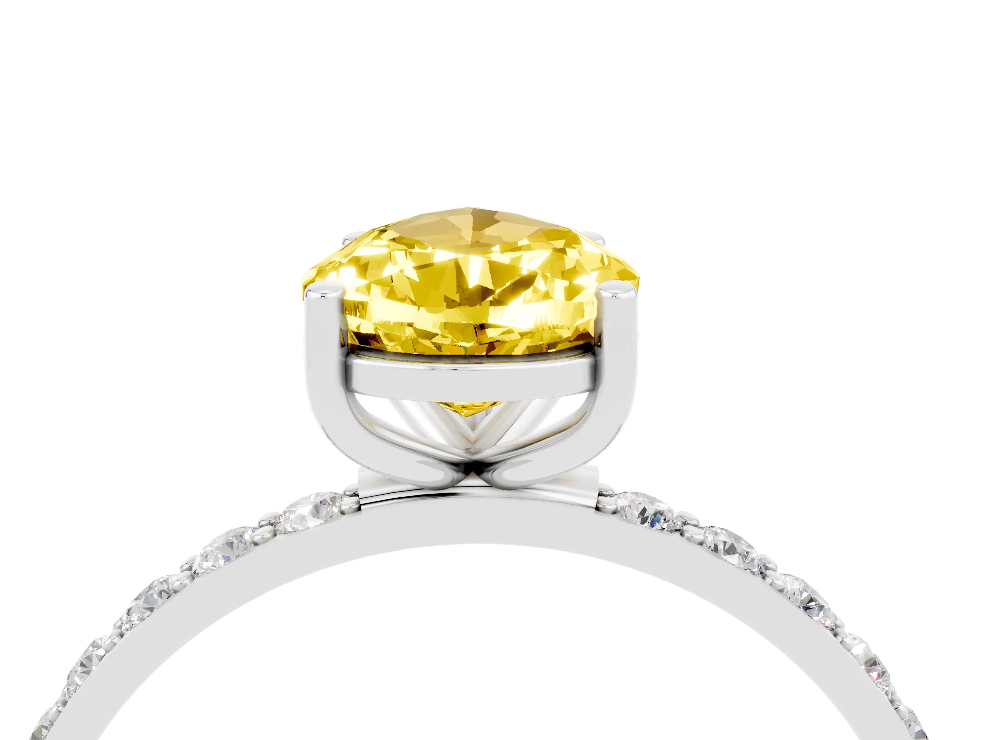White gold Pear Cut Diamond Pavé Band with Six-Prong Setting_4