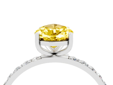 White gold Pear Cut Diamond Pavé Band with Six-Prong Setting_4