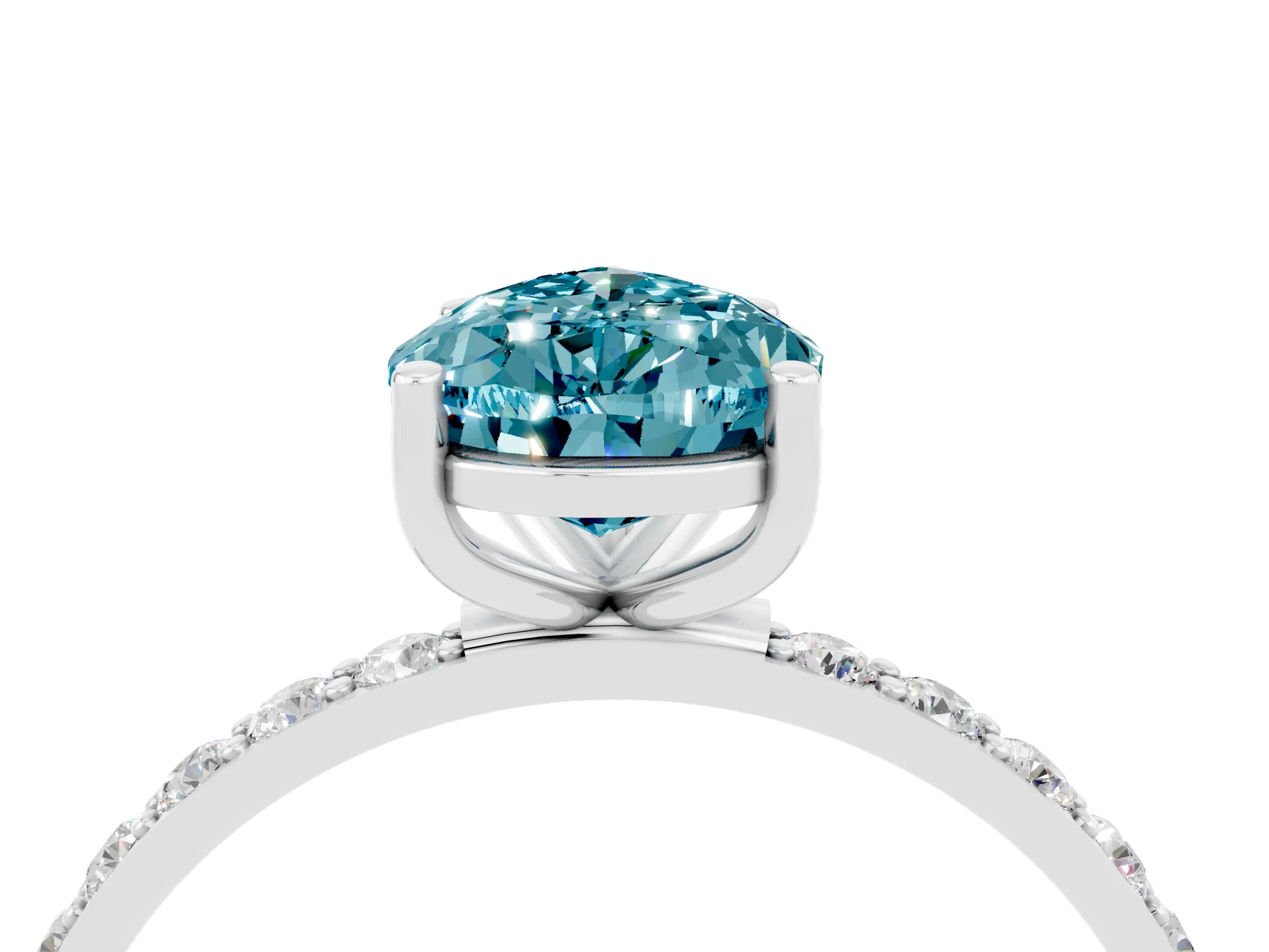 White gold Pear Cut Diamond Pavé Band with Six-Prong Setting_4