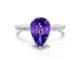 White gold Pear Cut Diamond Pavé Band with Six-Prong Setting