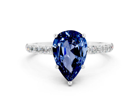 White gold Pear Cut Diamond Pavé Band with Six-Prong Setting