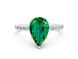White gold Pear Cut Diamond Pavé Band with Six-Prong Setting
