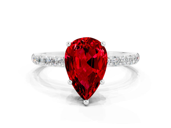 Platinum Pear Cut Diamond Pavé Band with Six-Prong Setting