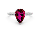 White gold Pear Cut Diamond Pavé Band with Six-Prong Setting
