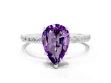 White gold Pear Cut Diamond Pavé Band with Six-Prong Setting
