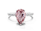 White gold Pear Cut Diamond Pavé Band with Six-Prong Setting