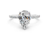 White gold Pear Cut Diamond Pavé Band with Six-Prong Setting