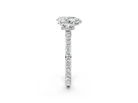 White gold Pear Cut Diamond Pavé Engagement Ring with Round with Moissanite side stone Accents and Prong Setting_14