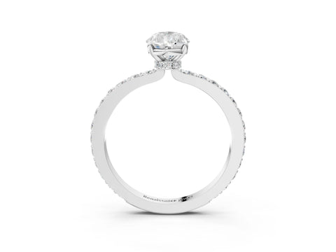 White gold Pear Cut Diamond Pavé Engagement Ring with Round with Moissanite side stone Accents and Prong Setting_14