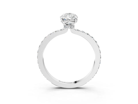 White gold Pear Cut Diamond Pavé Engagement Ring with Round with Moissanite side stone Accents and Prong Setting_15