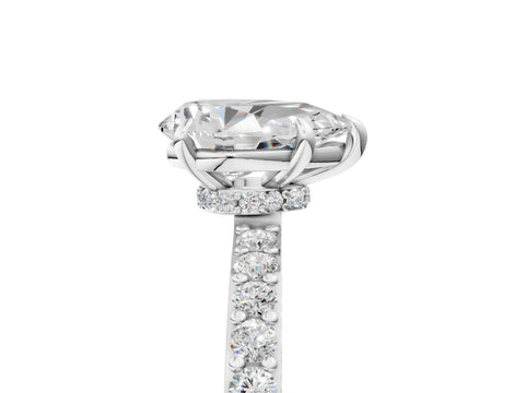 White gold Pear Cut Diamond Pavé Engagement Ring with Round with Moissanite side stone Accents and Prong Setting_5